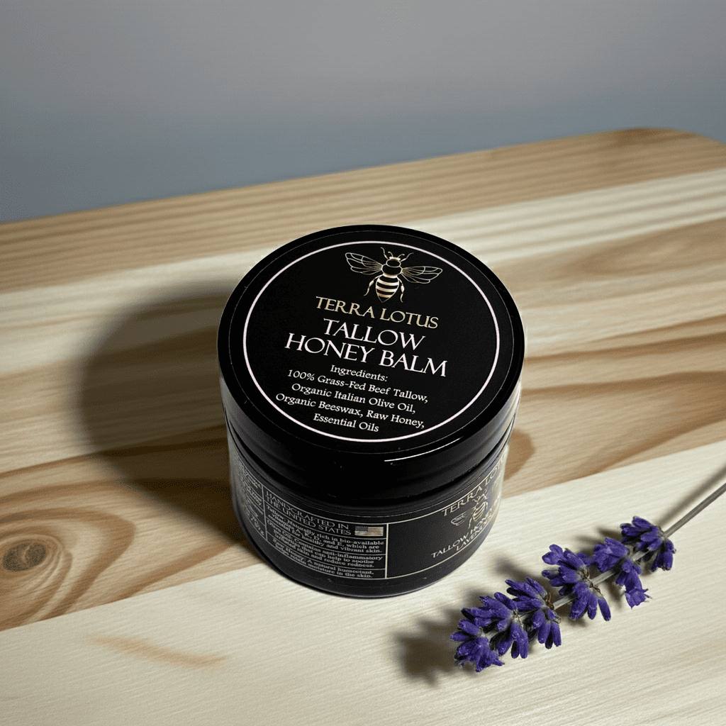 Terra Lotus Grass-Fed Beef Tallow Balm for Skin & Body, Nourishing Skincare Balm 2oz, Lavender