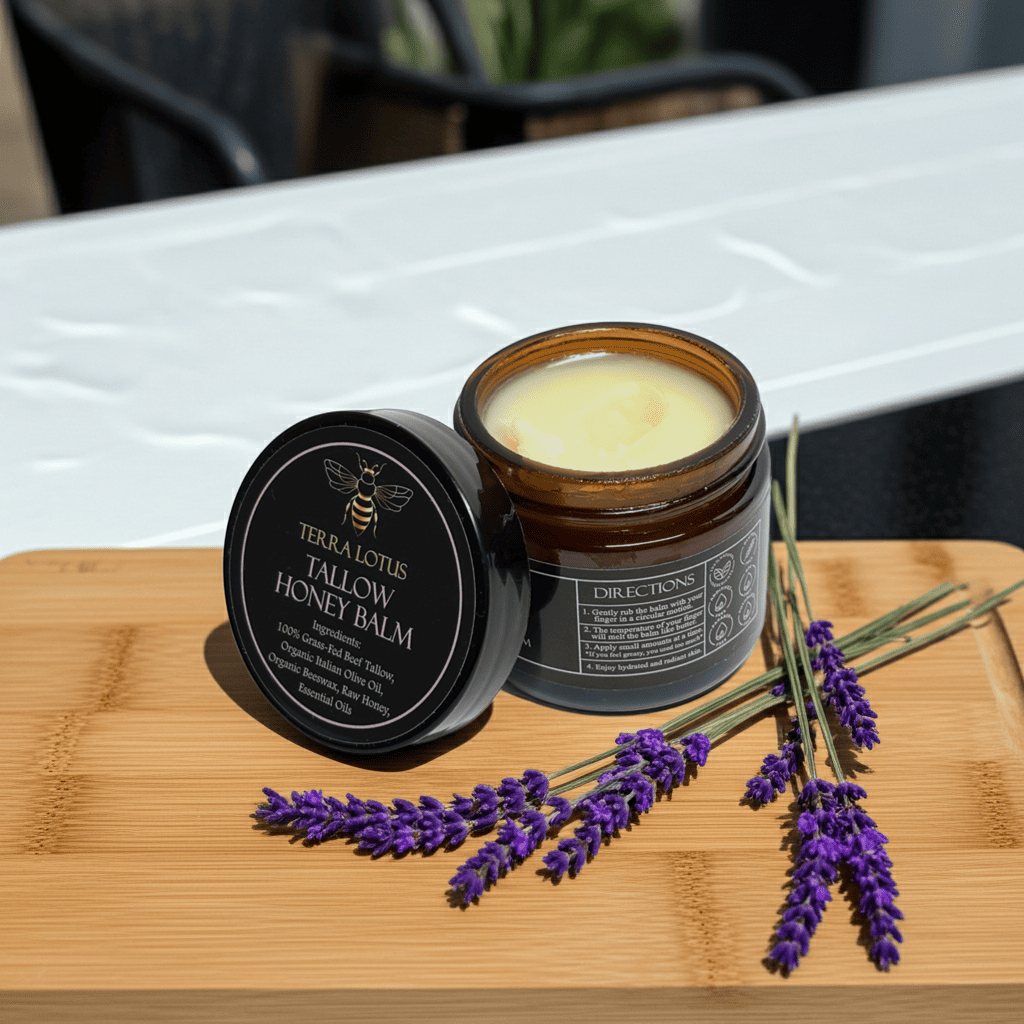 Terra Lotus Grass-Fed Beef Tallow Balm for Skin & Body, Nourishing Skincare Balm 2oz, Lavender