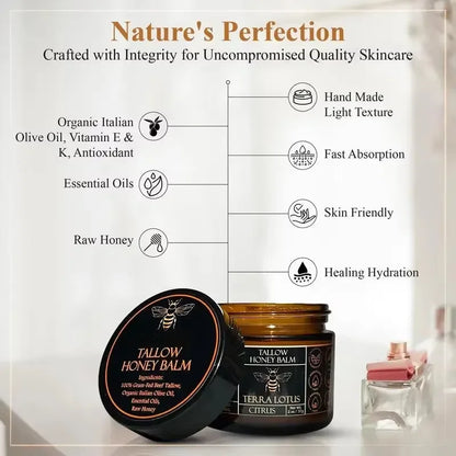 Organic Grass-Fed Tallow Honey Balm 100mL Aevium