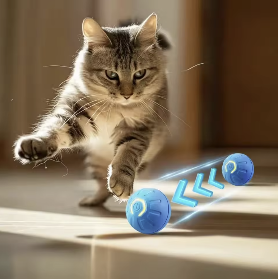 Automatic Moving Smart Toy Ball for Cats & Dogs Motorized USB Rechargeable Interactive Jumping & Moving Toy Ball