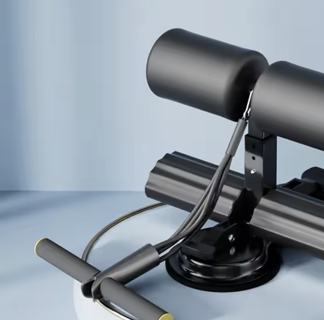 Home Gym Abdominal Trainer Adjustable Sit-Up Exerciser Bench with Removable Resistance Bands and Anti-Slip Suction Cups