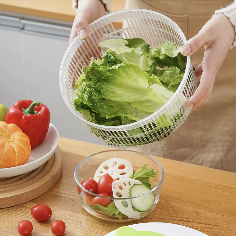 Manual Salad Spinner for Lettuce and Leafy Greens – Kitchen Drain Bowl